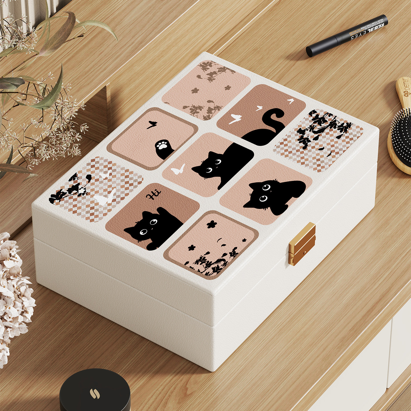 高档首饰收纳盒新款精致大容量防氧化双层耳钉耳环耳饰项链戒指盒