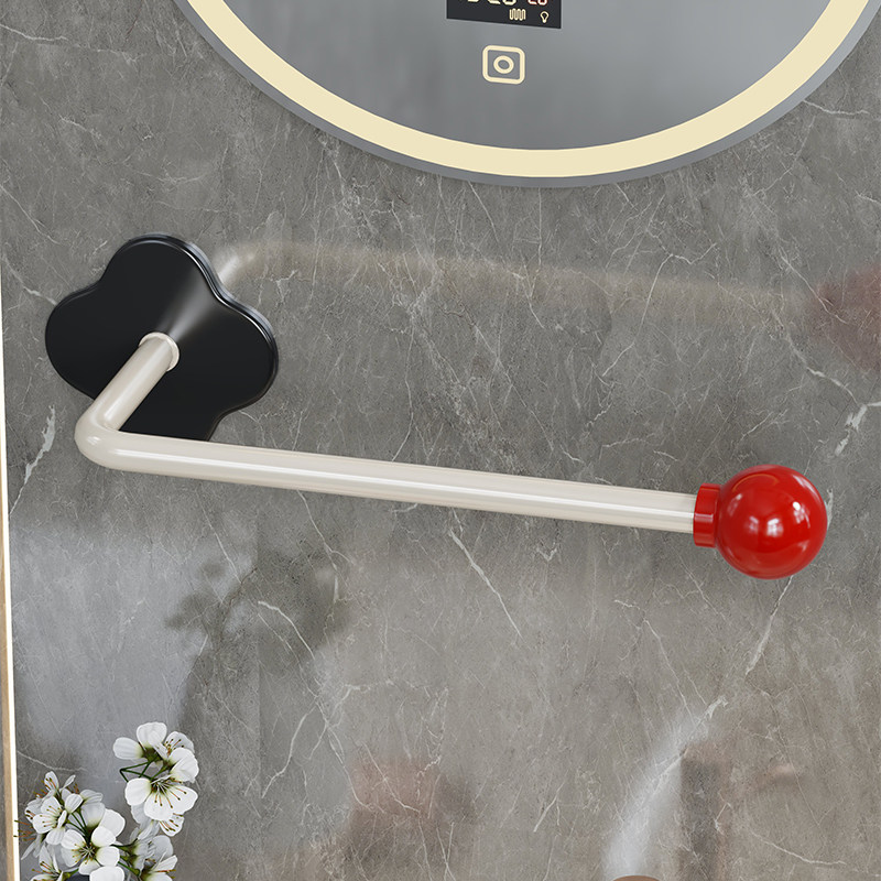 卫生间置物架洗漱台镜柜壁挂毛巾发圈多功能挂架家用多巴胺毛巾杆