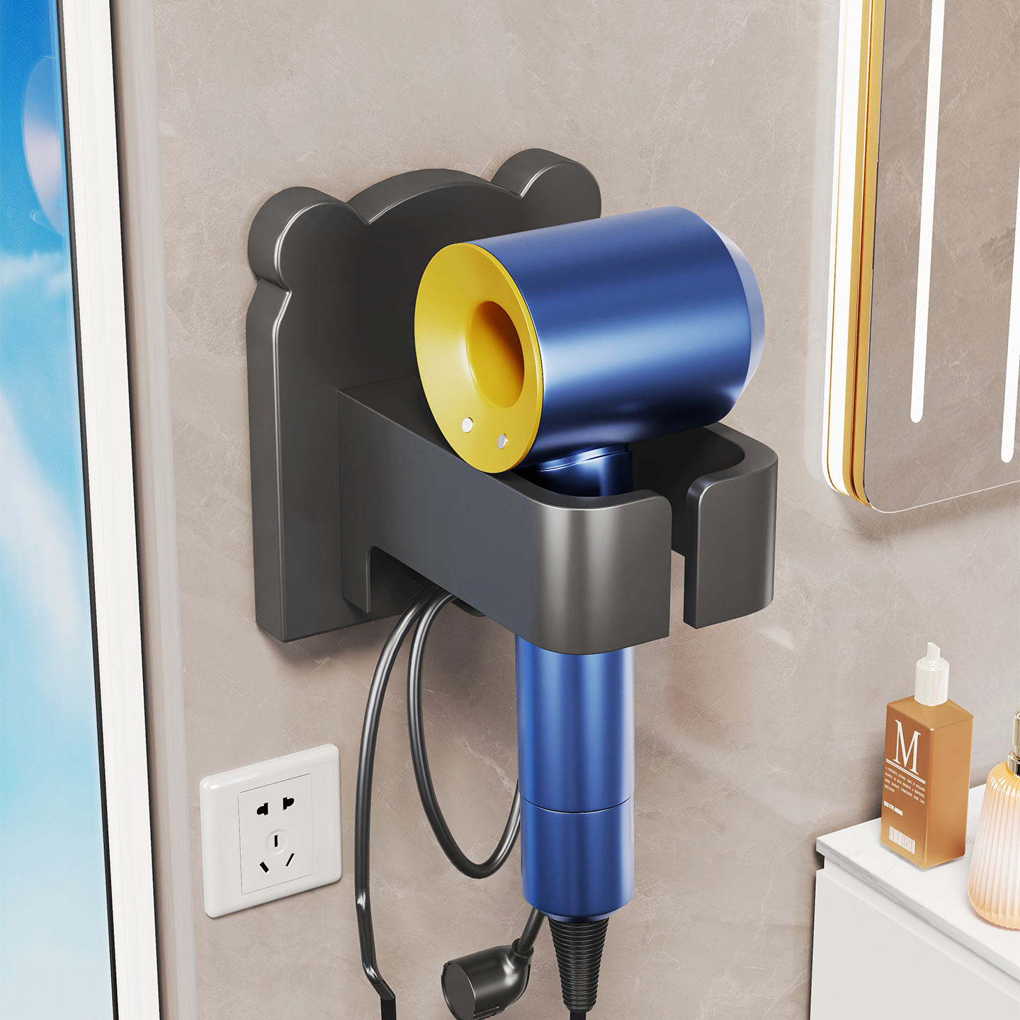 吹风机置物架壁挂式浴室懒人电吹风支架免打孔卫生间吹风筒收纳架