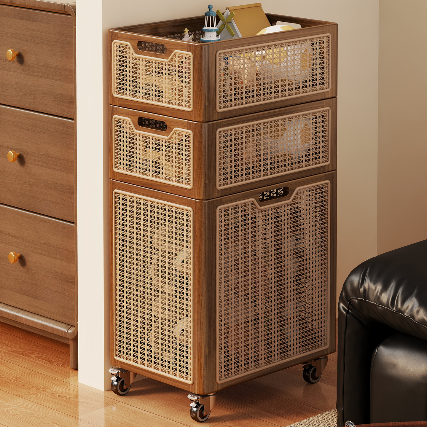 实木玩具收纳架夹缝置物架落地多层儿童公仔积木杂物小推车储物筐,收纳整理,收纳箱,淘宝优惠券,粉丝福利购,淘宝优惠卷