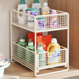 下水槽置物架浴室柜下抽拉式收纳篮卫生间洗手台多层多功能分层架