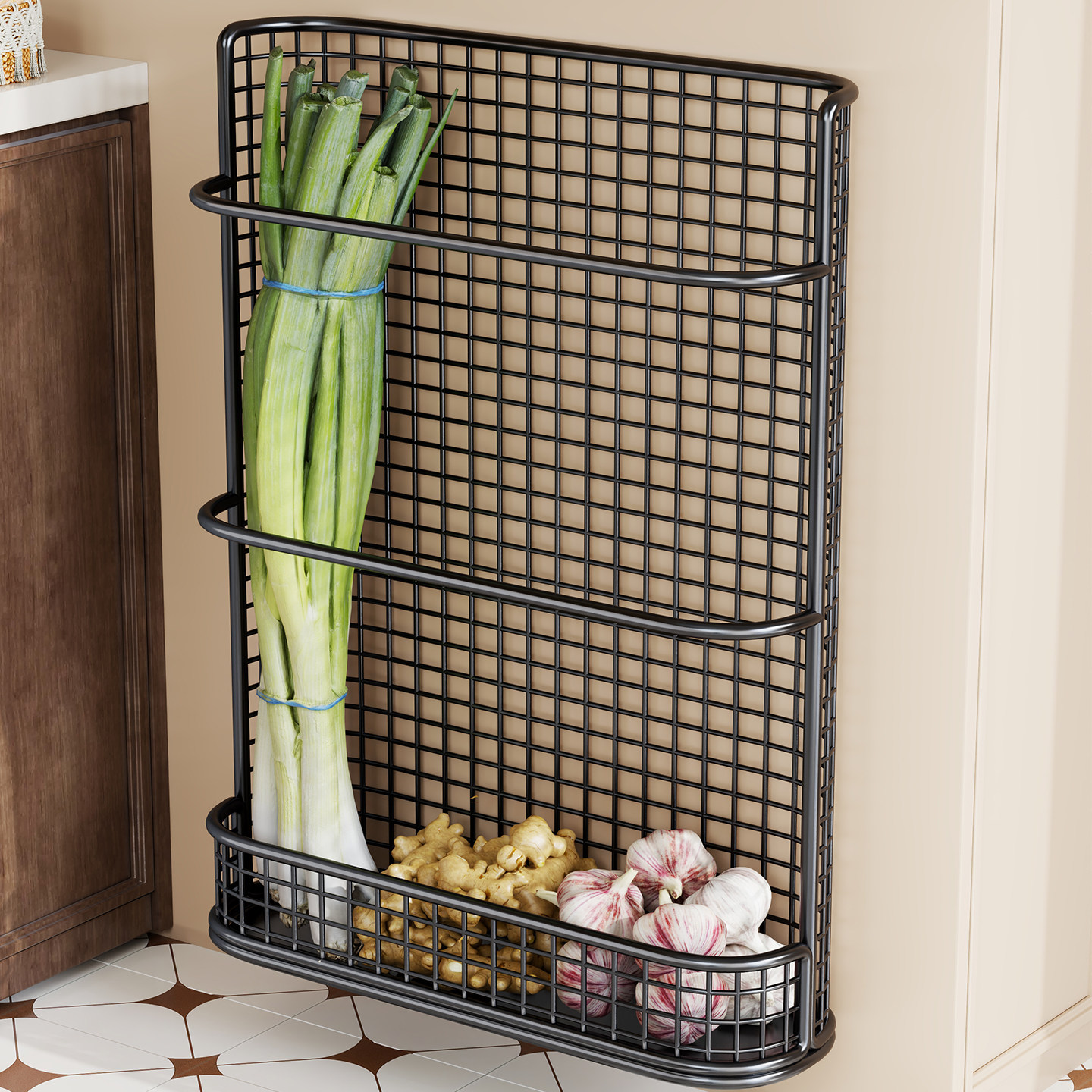 大葱山药收纳神器葱姜蒜蔬菜收纳筐厨房壁挂多功能食材调料置物架,厨房/烹饪用具,厨房置物架/置物柜/角架,淘宝优惠券,粉丝福利购,淘宝优惠卷