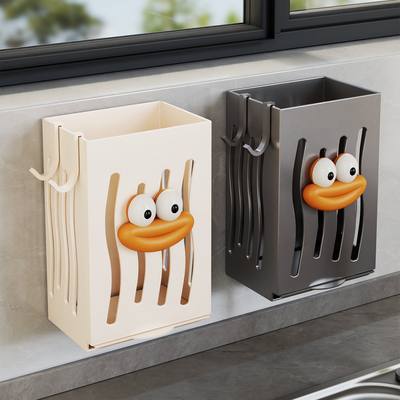 不锈钢免打孔壁挂沥水筷筒