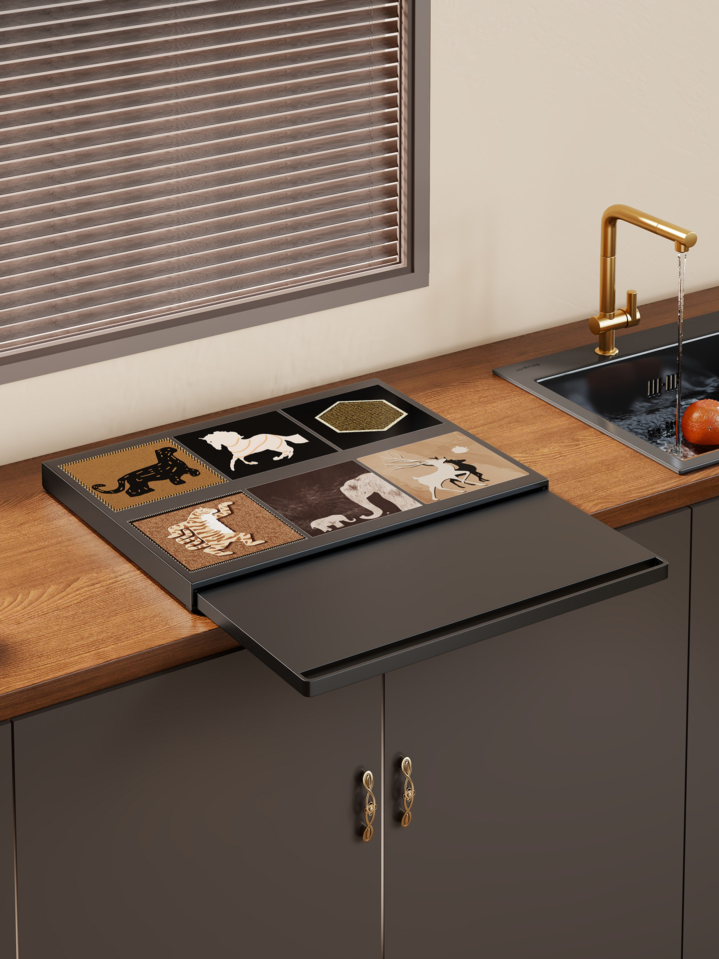 咖啡机置物架桌面水杯储物架茶包收纳底座家用台面抽屉式摆放柜台