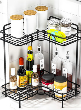 厨房调料置物架台面转角调料架拐角三脚架酱料收纳架小型三角架子