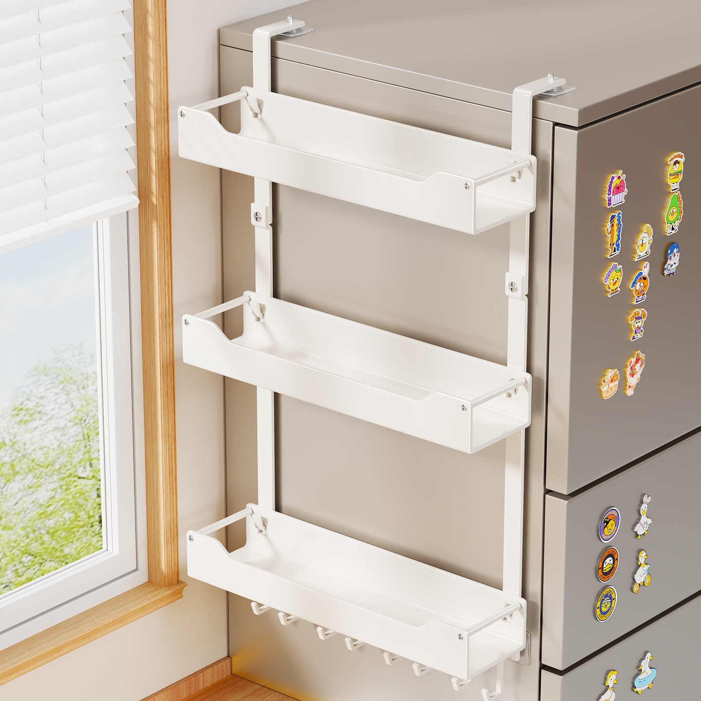 冰箱置物架侧面收纳免打孔壁挂式