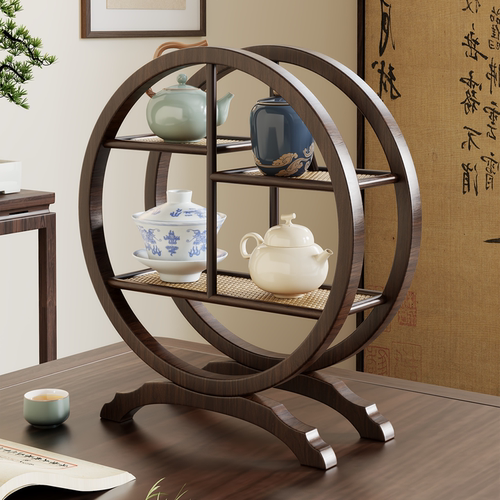 复古中式博古架置物架桌面茶具