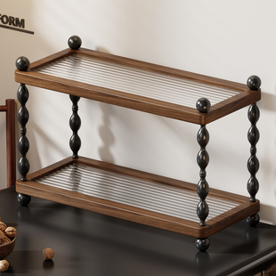 实木水杯置物架厨房多功能分层整理餐桌零食茶几水杯架茶包台面架