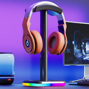 耳机支架家用电竞房桌面耳麦收纳架金属多功能学生宿舍头戴式 LED炫光整理悬托架网吧多功能放置神器 挂架创意