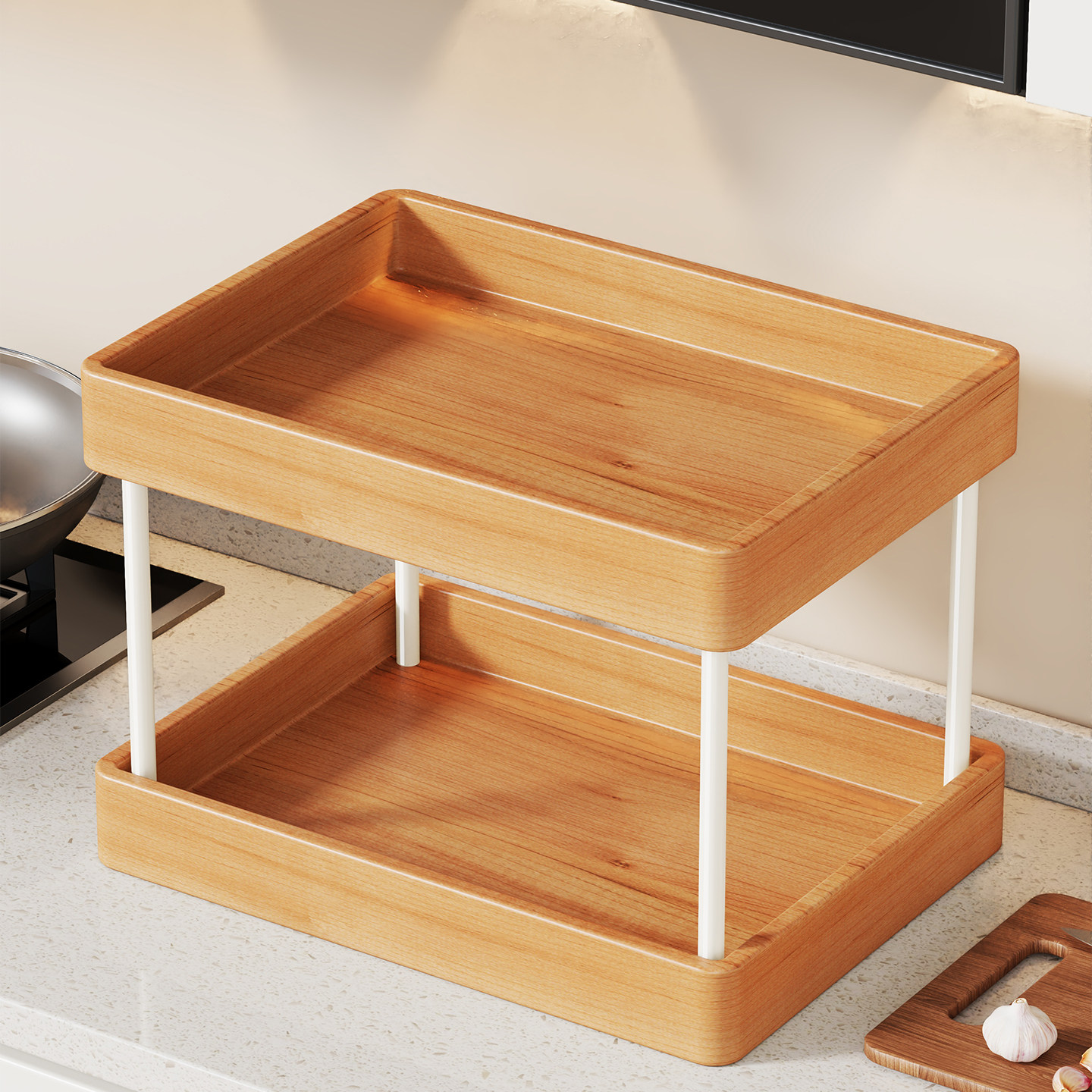 实木厨房调料置物架窄款调料品架台面小型油盐酱醋调味收纳架灶台