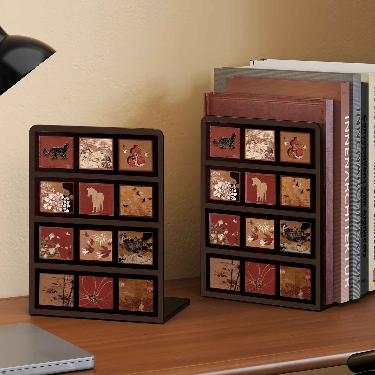 金属书立架复古大号创意ins风桌面收纳固定挡板办公室书架2片书夹书靠书挡学生用放书隔板铁支架书本立架