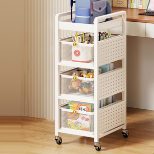 书包置物架家用可移动落地滑轮小推车学生桌下多层书架课本收纳架