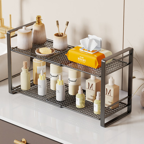浴室洗漱台置物架洗手间桌面收纳架子卫生间分层可伸缩简约立式架