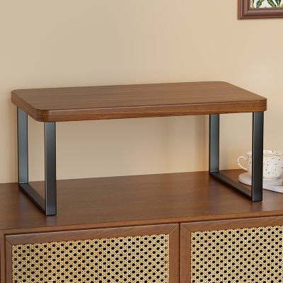 实木咖啡机置物架厨房桌面用品微波炉收纳层架水吧台咖啡杯置物架