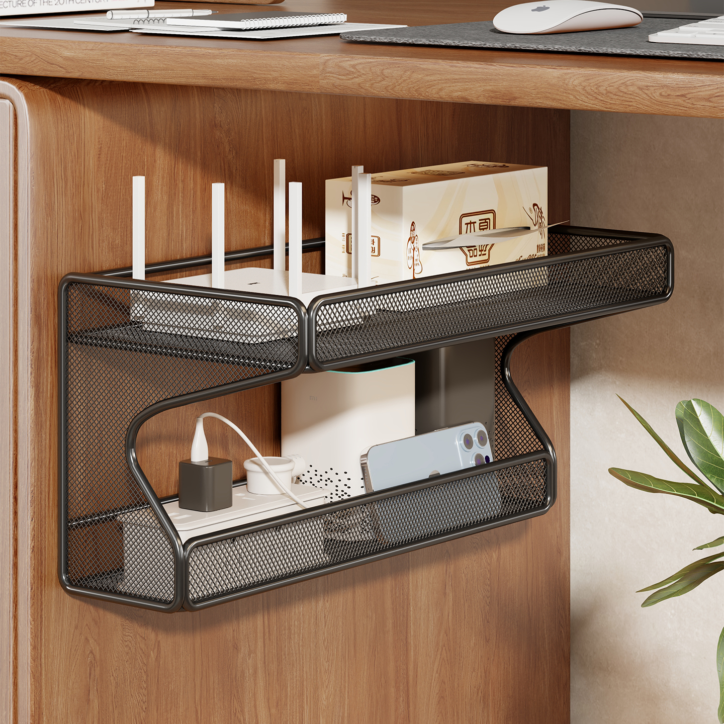 插排固定器免打孔插座支架理线槽