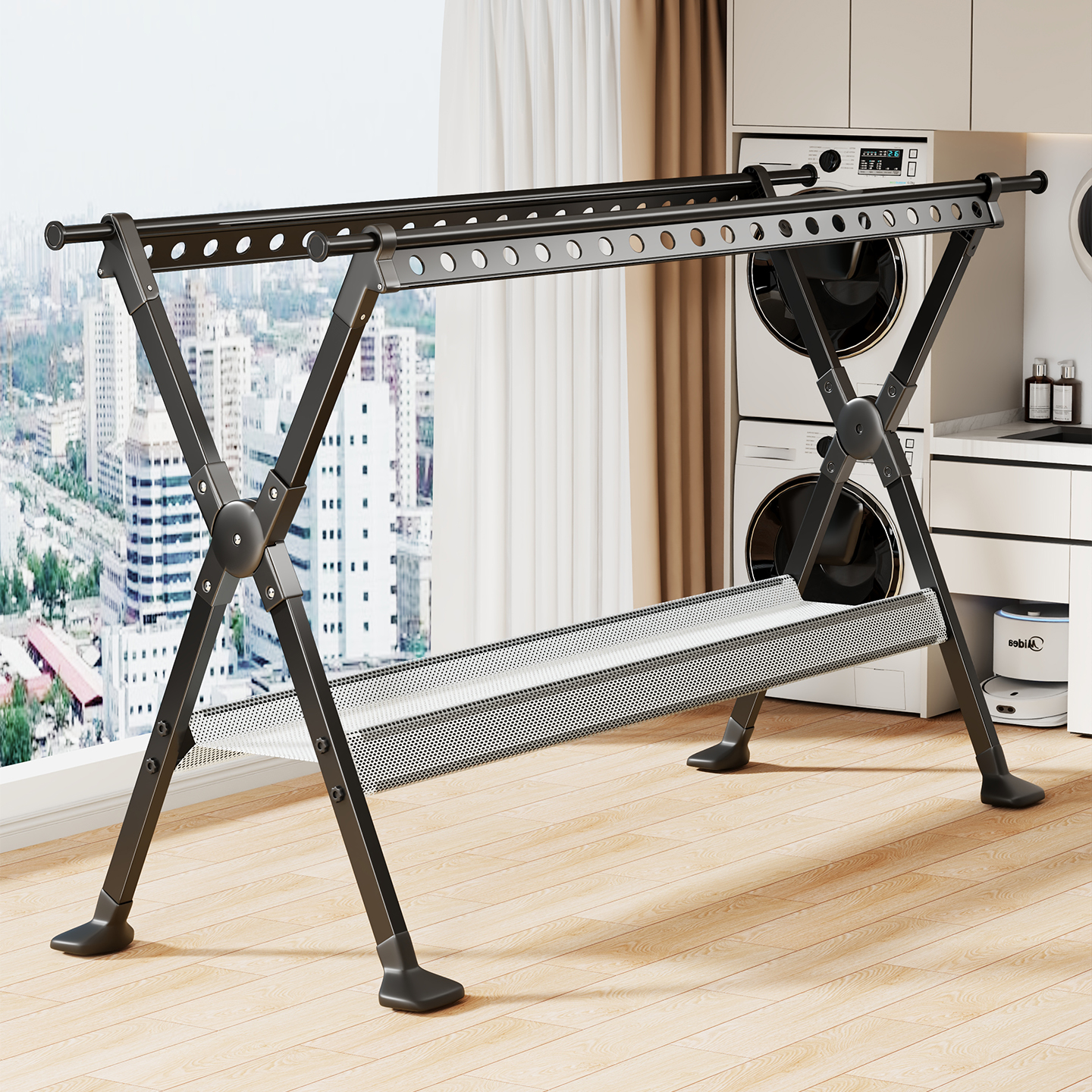 晾衣架落地家用折叠阳台凉衣杆