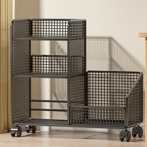 桌底置物柜带轮书架办公室桌下收纳书桌旁落地书柜移动储物小推车