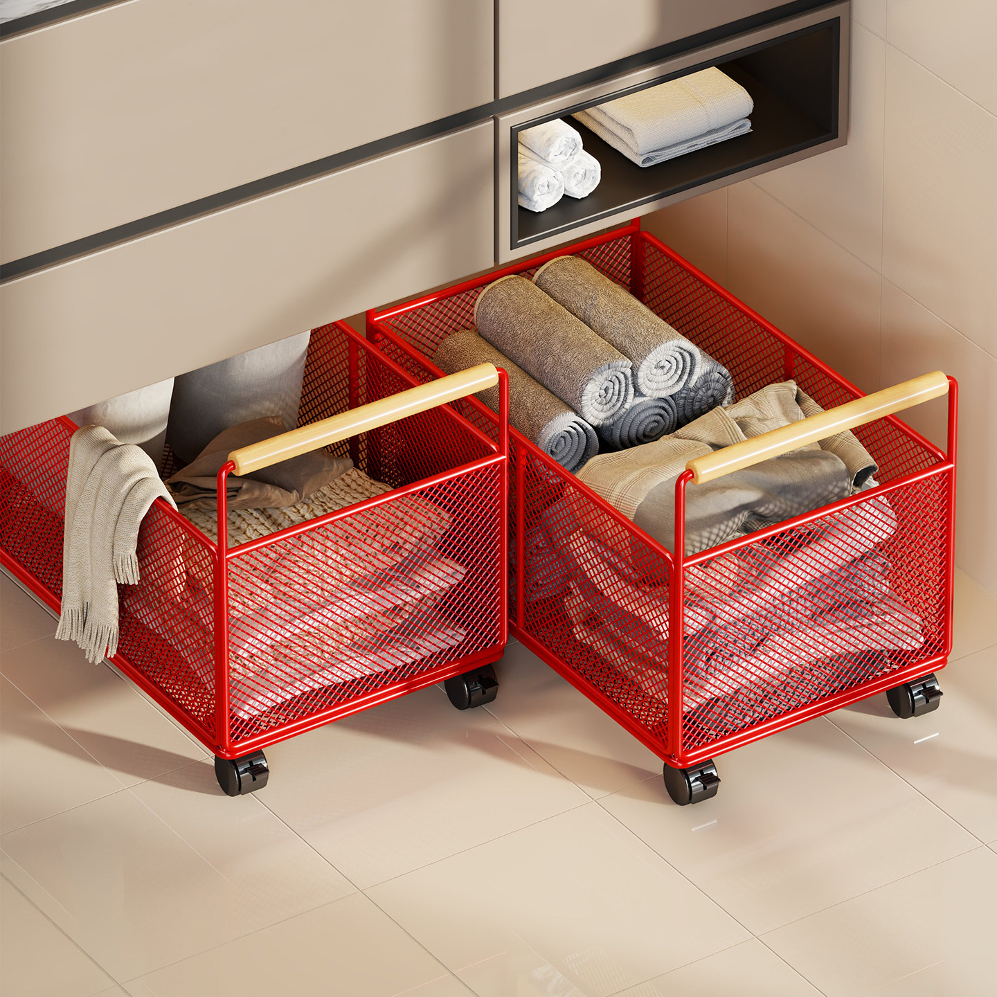 浴室柜下脏衣篓家用带轮可移动推车大号卫生间洗衣篮脏衣服收纳筐,收纳整理,脏衣篮,淘宝优惠券,粉丝福利购,淘宝优惠卷