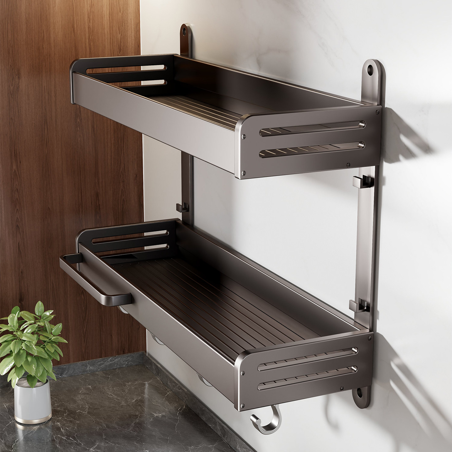 林家厨房置物架调料架免打孔多功能壁挂调味品家用墙上多层收纳架