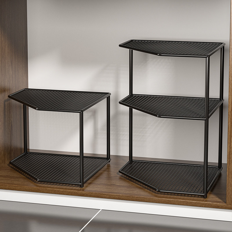 厨房锅具置物架桌面三角柜内分层下水槽台下空间利用神器转角锅架