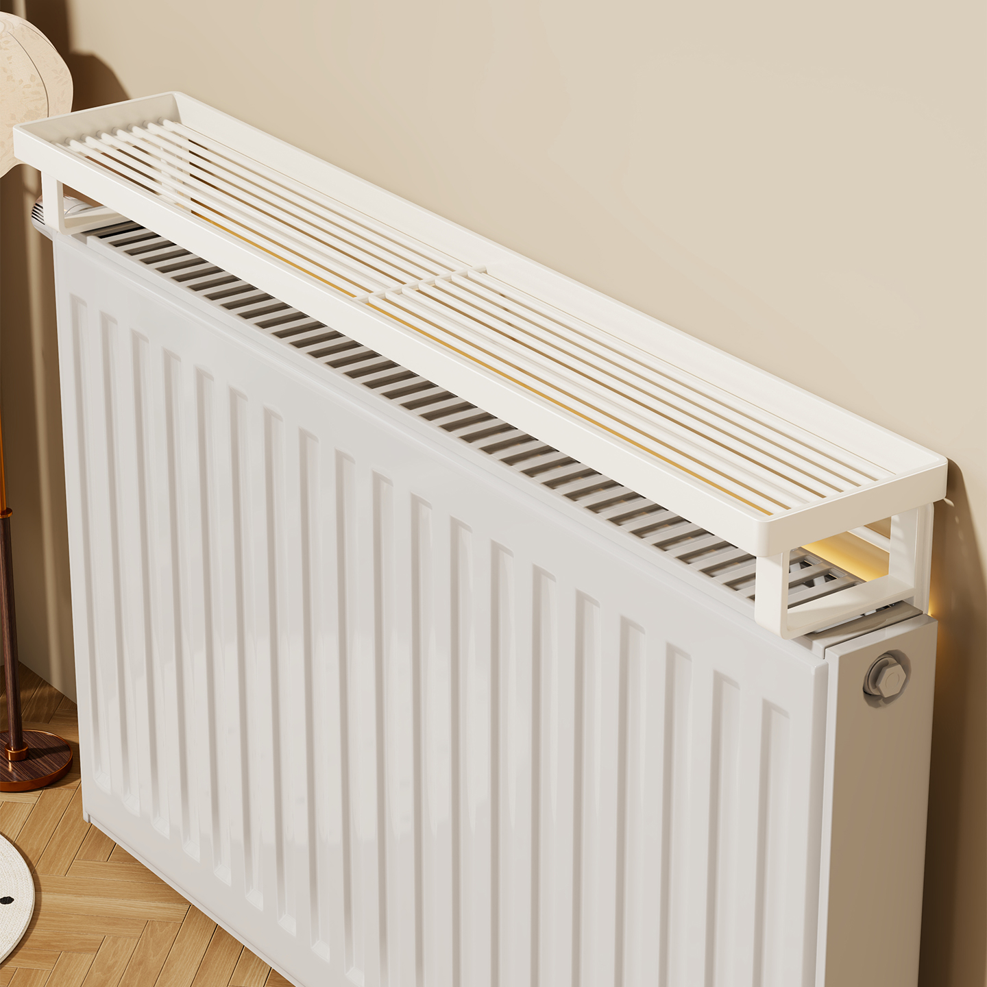 暖气片置物架上方暖气管晾衣架