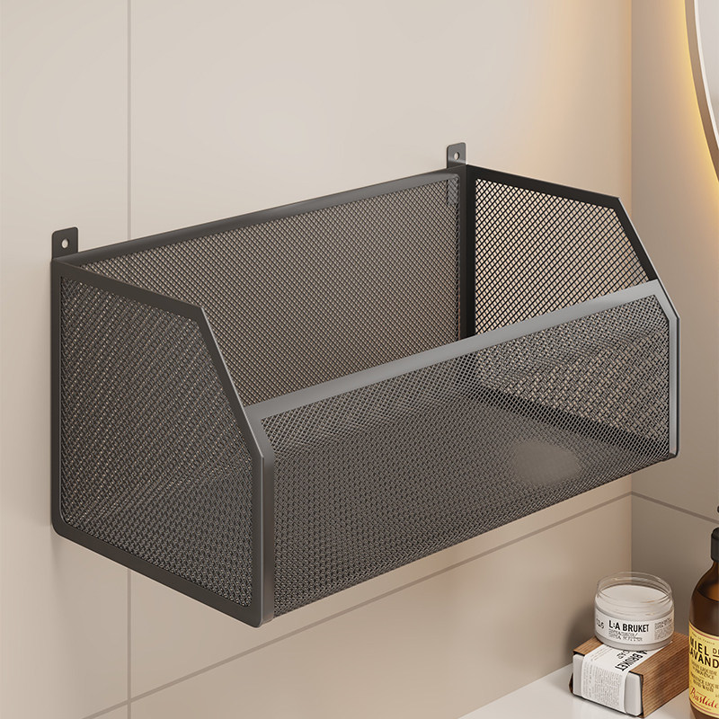 卫生间置物架洗漱台壁挂式吹风机卷发棒收纳筐浴室多功能储物挂篮