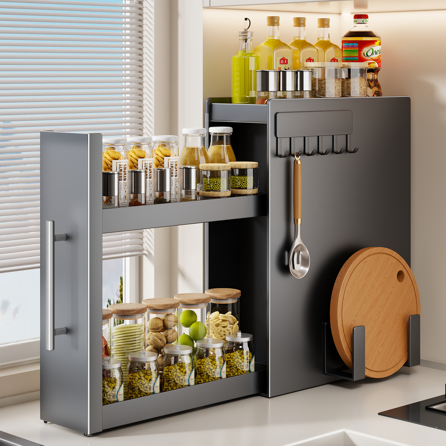 调料品置物架厨房台面抽拉式