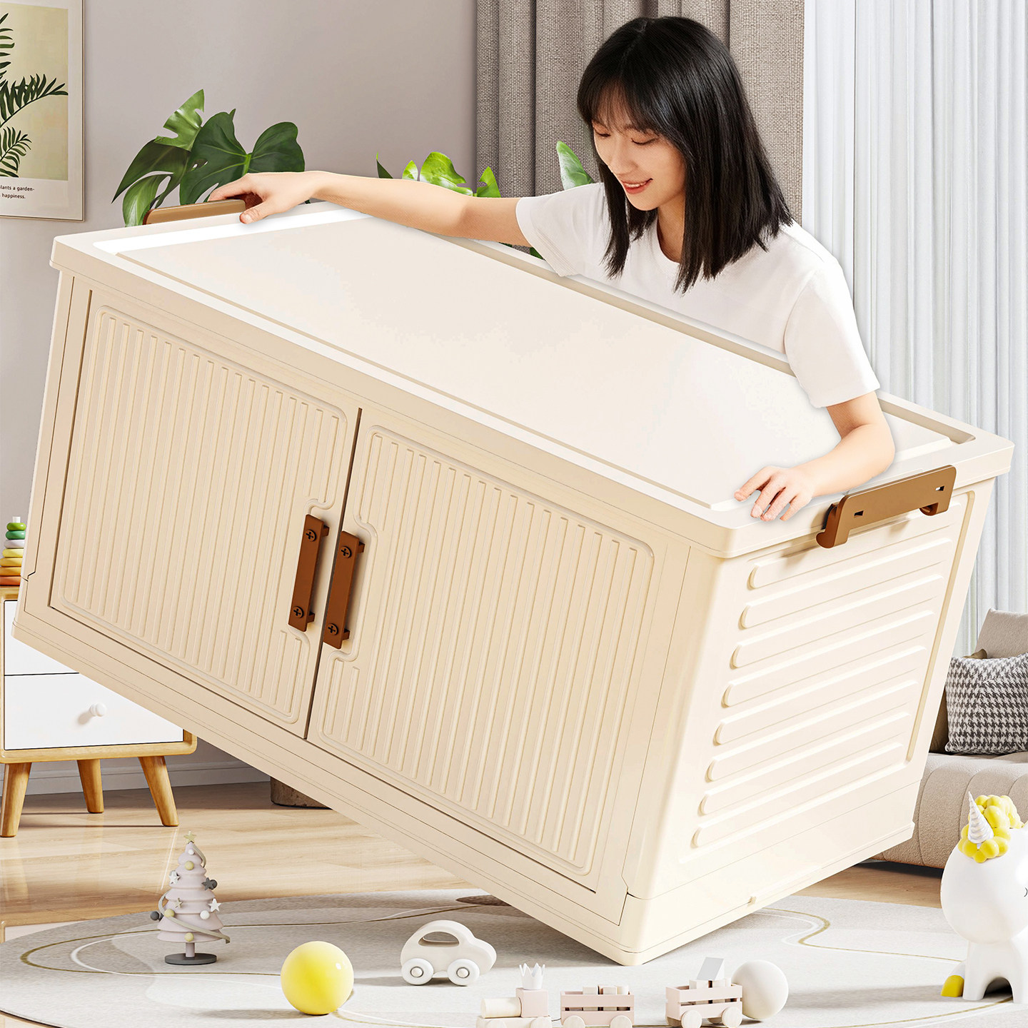 收纳箱家用衣服被子整理箱玩具零食收纳柜置物柜塑料可折叠储物柜,收纳整理,收纳箱,淘宝优惠券,粉丝福利购,淘宝优惠卷