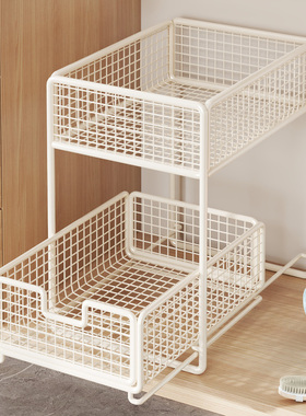 下水槽置物架浴室橱柜下抽拉式收纳分层架卫生间厨房厕所拉篮神器