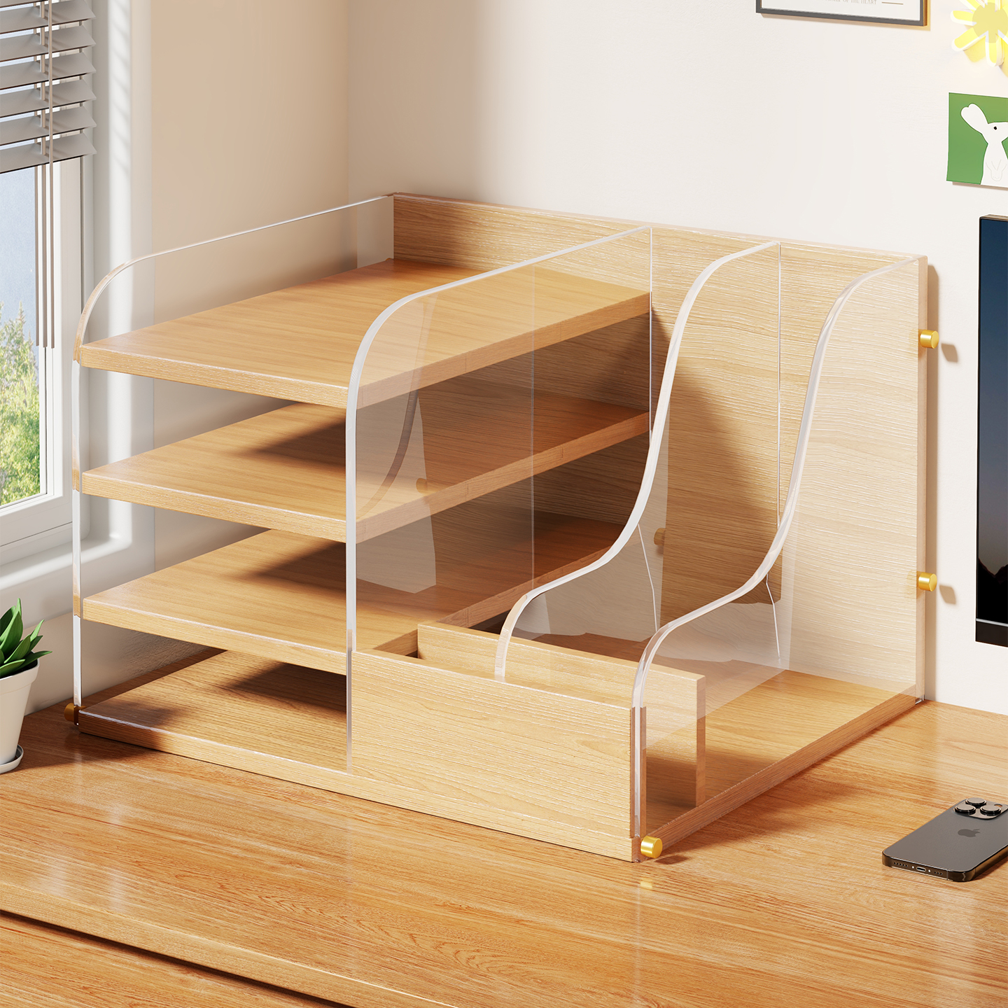 文件收纳桌面置物架办公桌架子