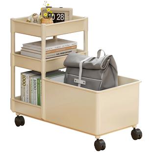 教室桌下小推车书包置物架多功能放书柜学生课桌书立架带轮可移动书架书包箱办公桌工位文件收纳架分层整理架