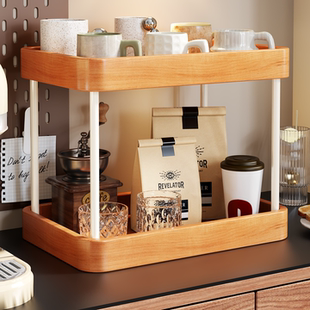 实木杯架杯子收纳置物架家用分层架陶瓷杯咖啡杯玻璃杯多功能架子