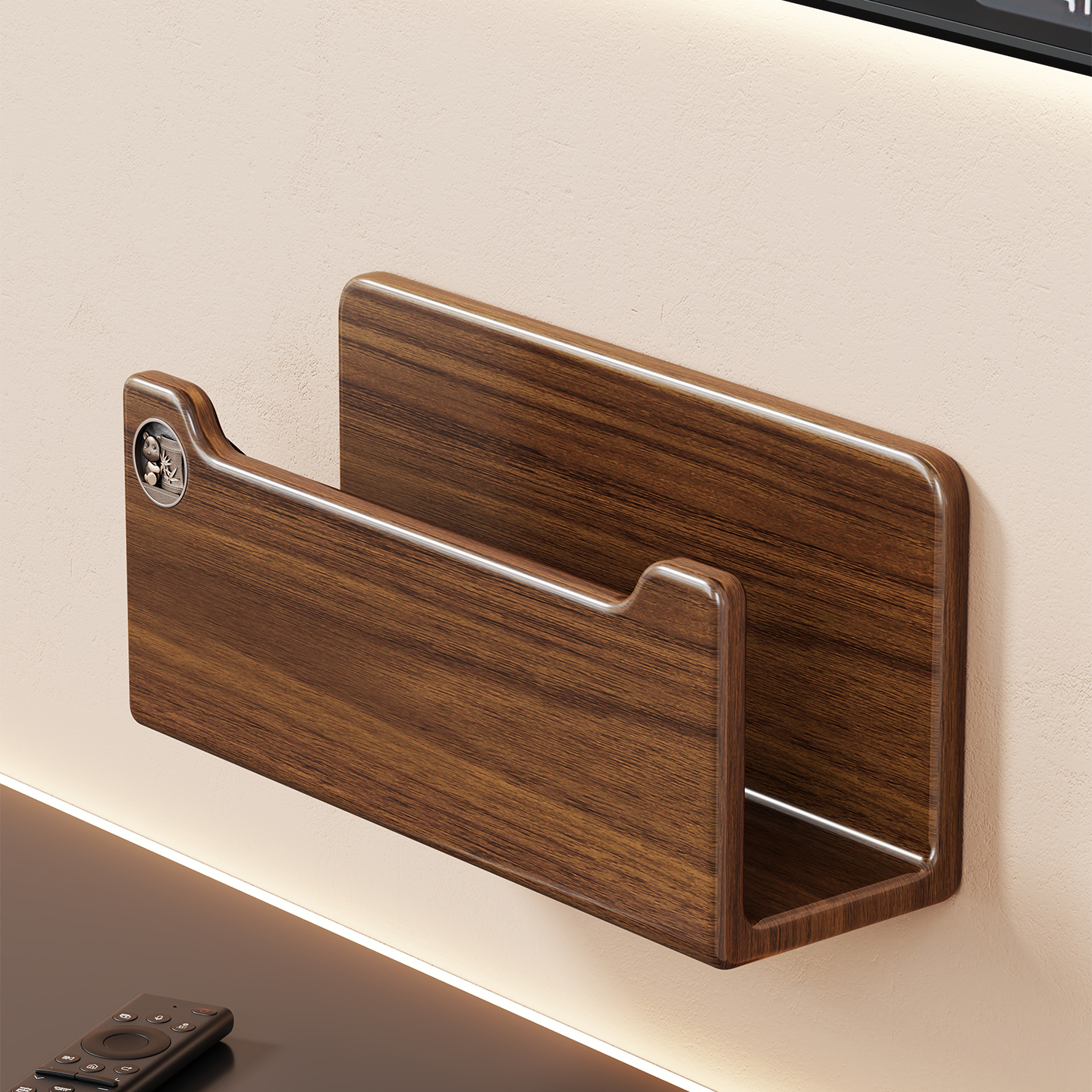 实木路由器放置架收纳盒