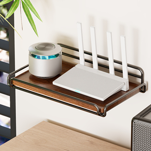 实木路由器置物架电视机顶盒墙上放无线网壁挂支架收纳架子免打孔