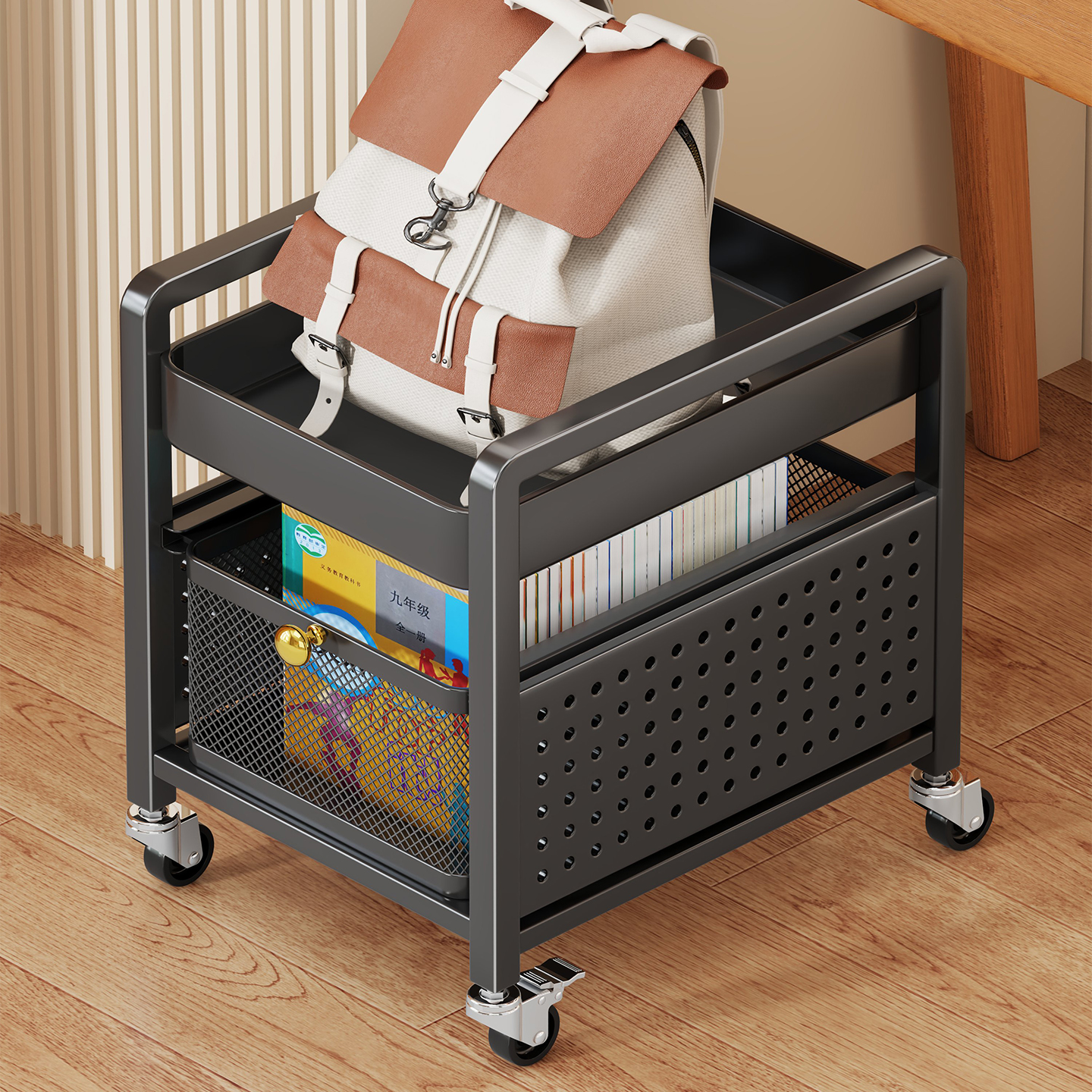 书包置物架可移动家用多层小推车
