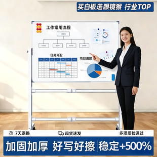 白板可移动办公商用会议培训黑板家用小学生支架带轮写字板立式讲题落地记事板教学磁性双面板可擦儿童留言板