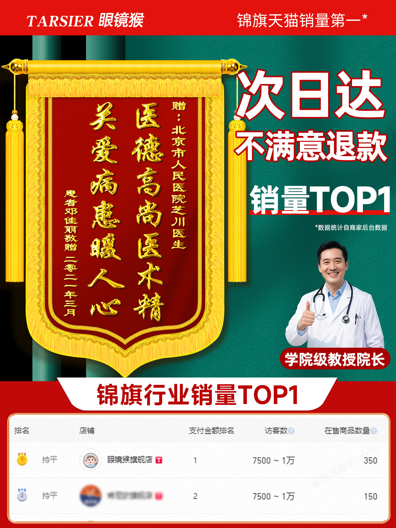 高档锦旗定制定做感谢医生医院妇产科护士医护人员旌旗订做制作赠