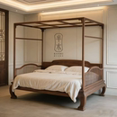 新中式 北美黑胡桃木双人床架子床主卧中古风实木四柱床拔步床定制