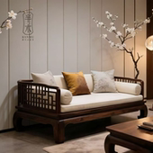 新中式 高端酒店沙发定制家具 北美黑胡桃木直排沙发客厅设计师同款