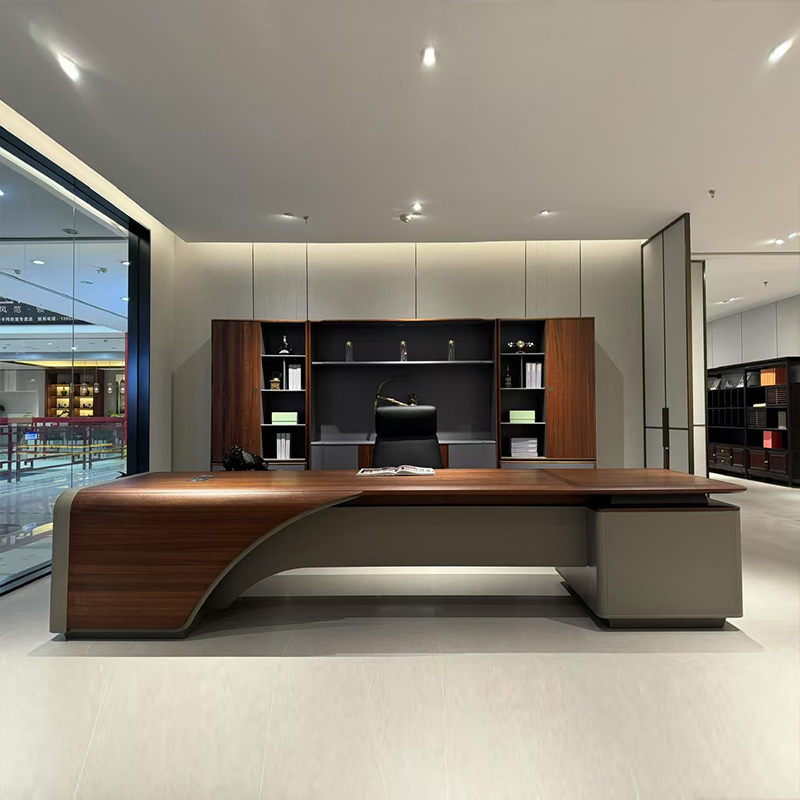 新中式黑胡桃木大班台总裁办公桌