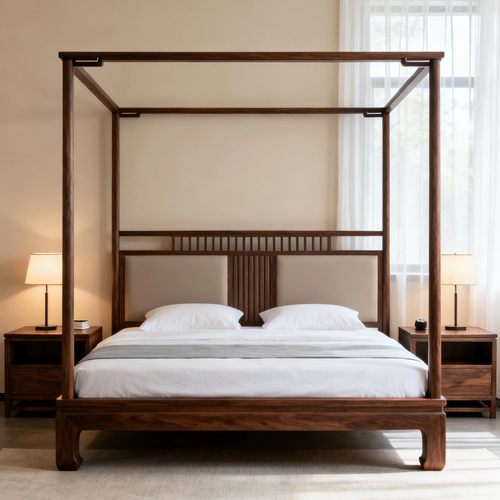 新中式黑胡桃木实木床主卧双人床