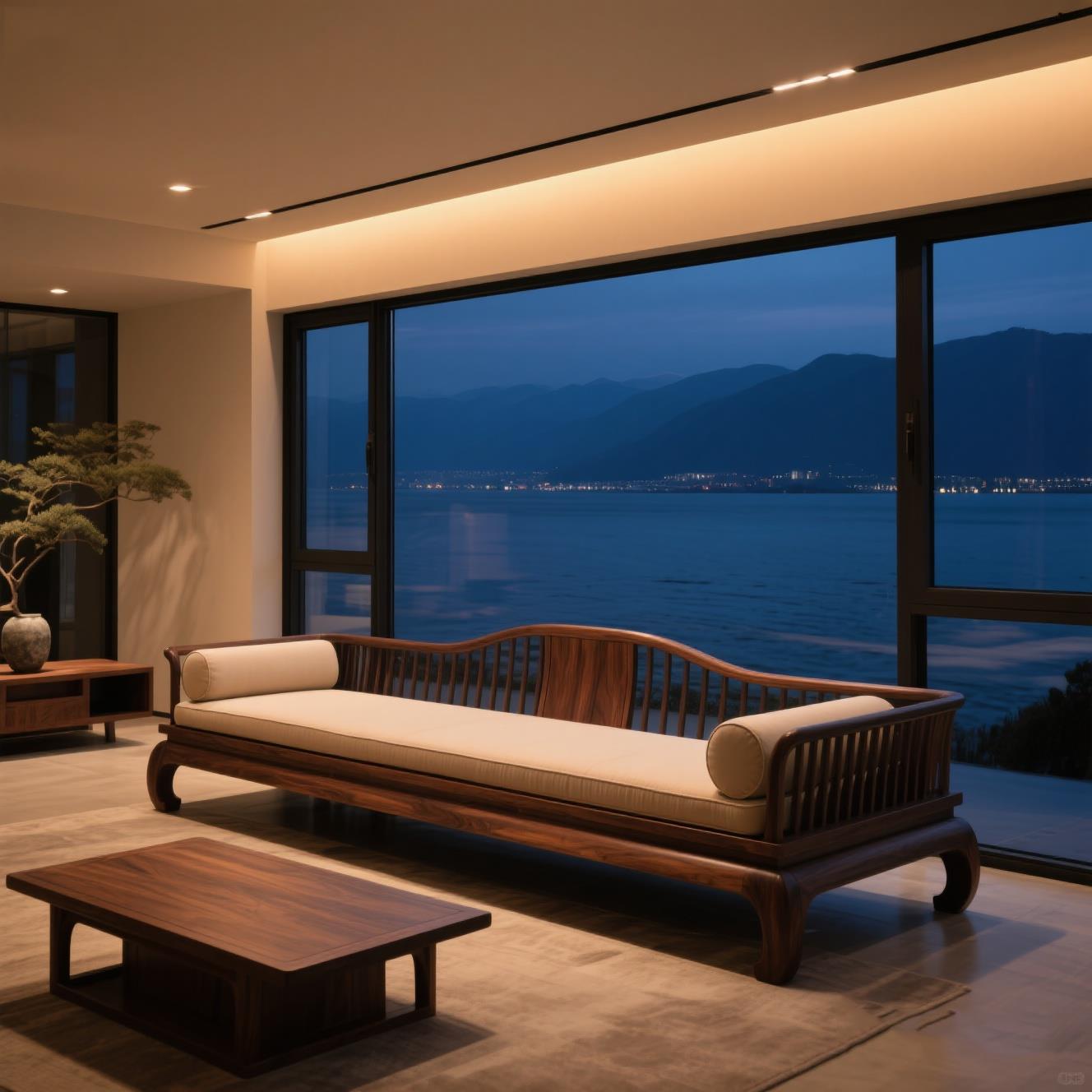 新中式黑胡桃实木沙发定制罗汉床