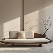 美学沙发布艺贵妃榻侘寂风民宿会所设计款 新中式 北美黑胡桃木宋式