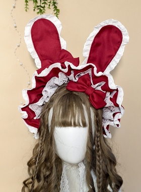 【多色现货】原创手作可爱波奈特Lolita兔耳朵 doll 蕾丝日常bnt