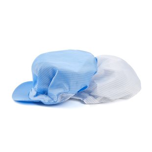 防静电鸭舌帽蓝色白色防尘帽无尘帽工作帽男女劳保帽静电帽耳洞帽