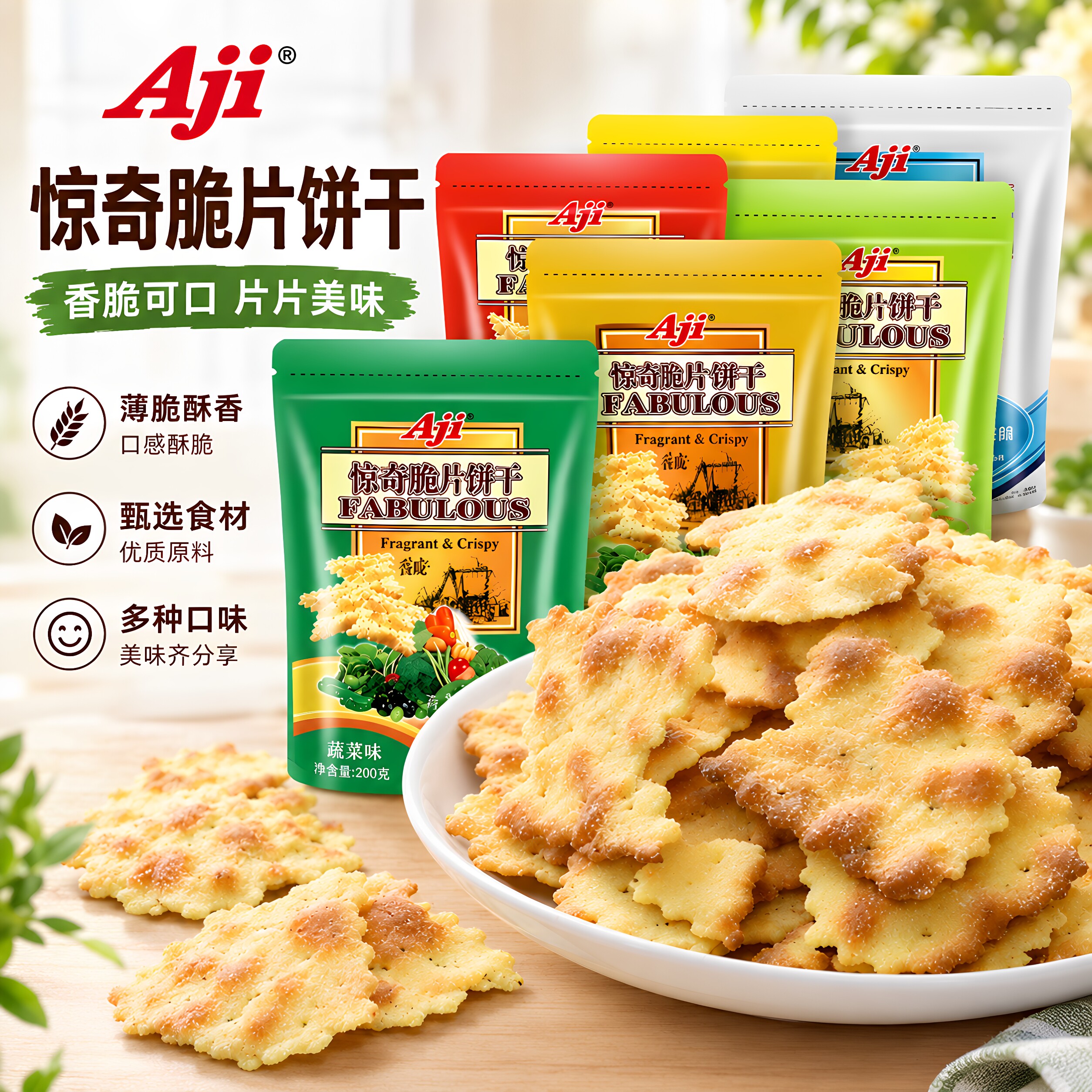 aji惊奇脆片饼干蔬菜味芝士烘焙黄油焦糖零食不规则办公室休闲