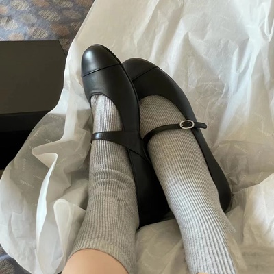 一字扣玛丽珍鞋平底女鞋