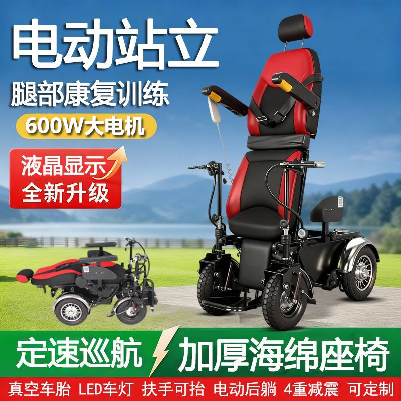 泰合电动站立轮椅车老年人残疾人老人四轮代步车站立助行支架