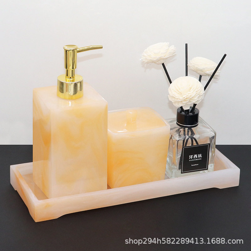 创意欧式树脂卫浴四件套浴室用品棉签盒卫生间洗手液瓶子洗漱套装