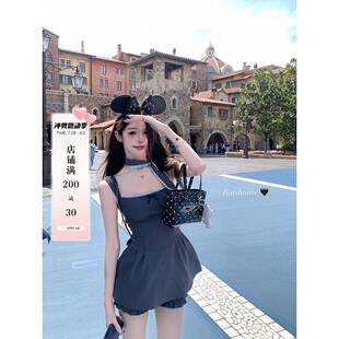 白水女【东京返校生~】西装吊带连衣裙女花苞休闲裤修身气质套装